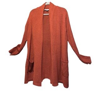 Loft open front long cardigan rust color, size XL